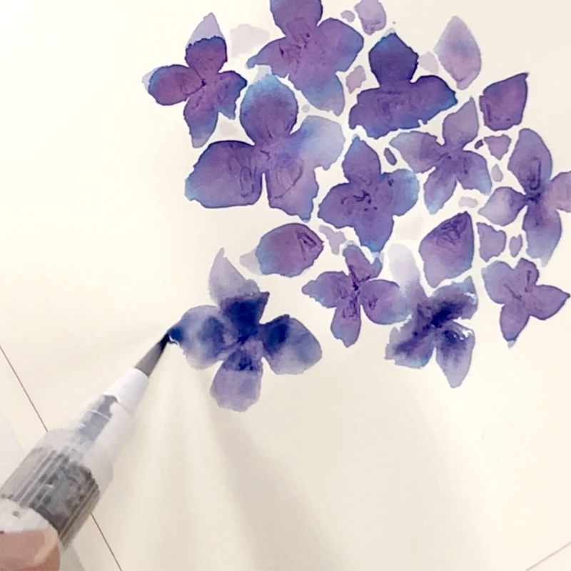 インクで花を咲かせよう カンタン2ステップで 紫陽花 を描こう 石丸文行堂 文房具専門店